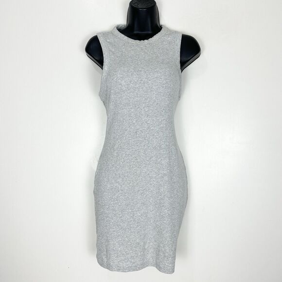 SKIMS Ribbed Stretch Cotton Jersey Mini Dress Light Heather Grey Size XL - Picture 1 of 9